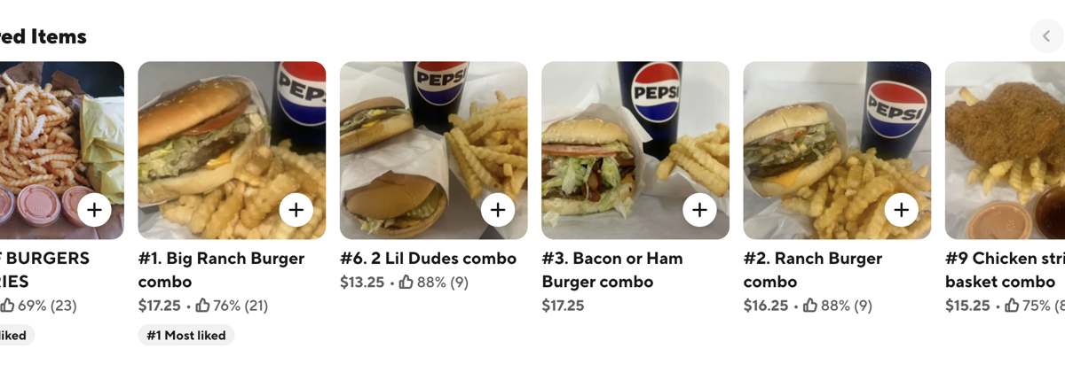 Burger Ranch featured menu items on DoorDash